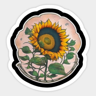 Sunflower Minimalist Retro Vintage Flora Sticker Sticker